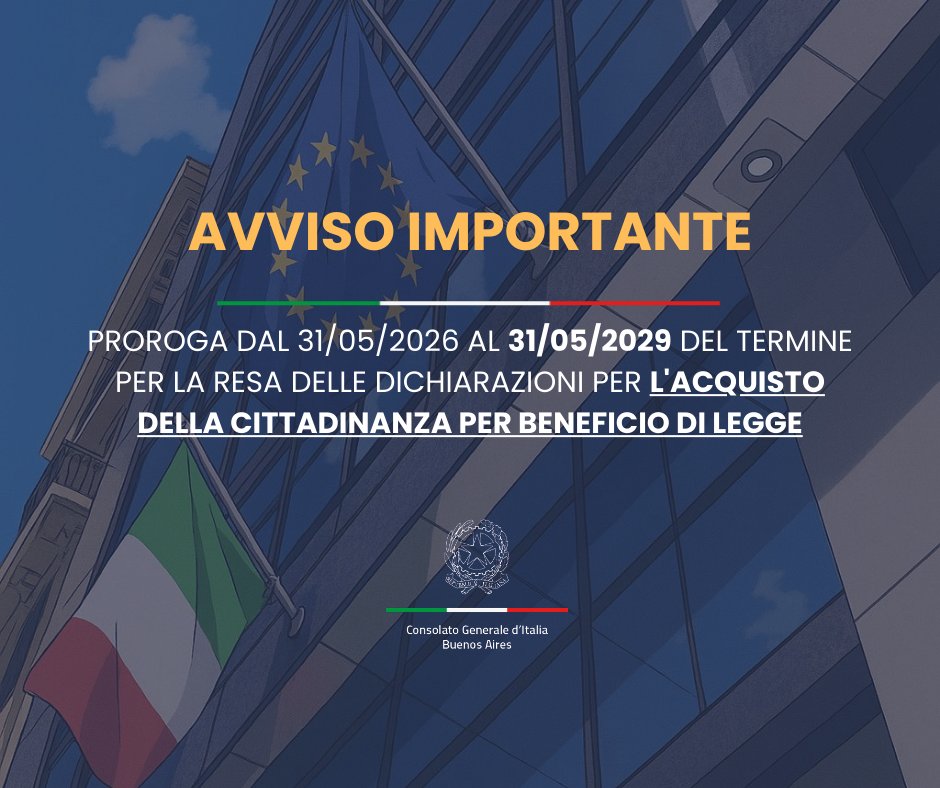proroga cittadinanza per beneficio di legge ITA