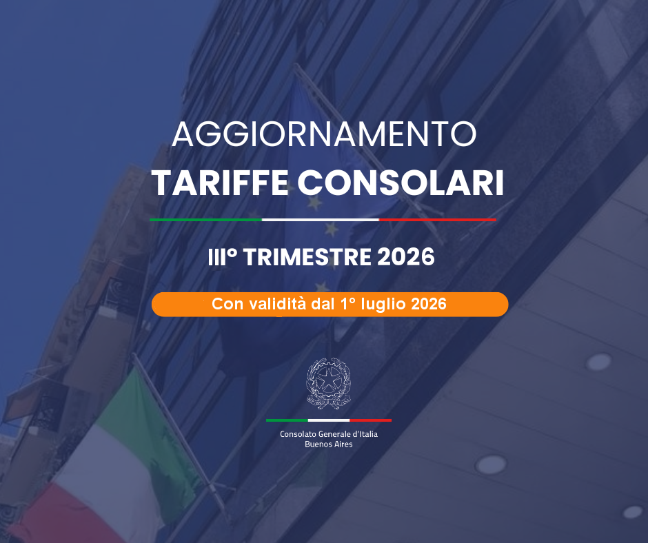 aggiornamento tariffe consolari III 2026